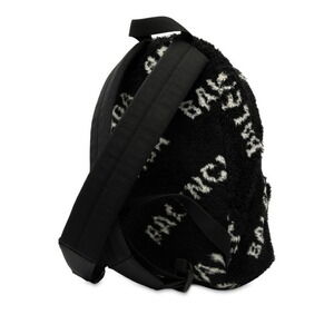 Balenciaga Fur Backpack White Leather Black Faux